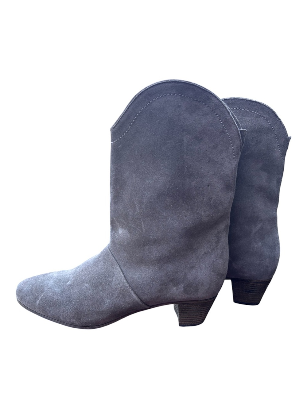 See by Chloé Suede Western Cowboy Boots Gray Taupe 39.5